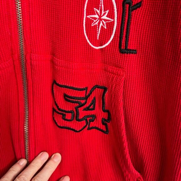 Polaris Racing Red Hooded 100% Cotton Full Zip Thermal Sweatshirt Size Medium - Picture 9 of 13